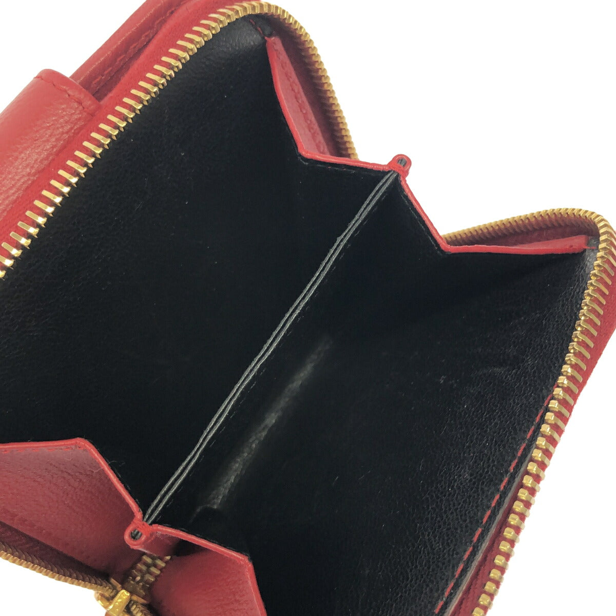 Yves Saint Laurent Red YSL Logo Zip Wallet