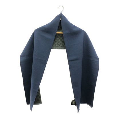 Gucci GG Jacquard Wool Scarf Grey Navy Size 34CM