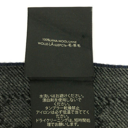 Gucci GG Jacquard Wool Scarf Grey Navy Size 34CM
