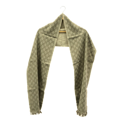 GUCCI Gray GG Pattern 100% Wool Scarf Size ONE SIZE