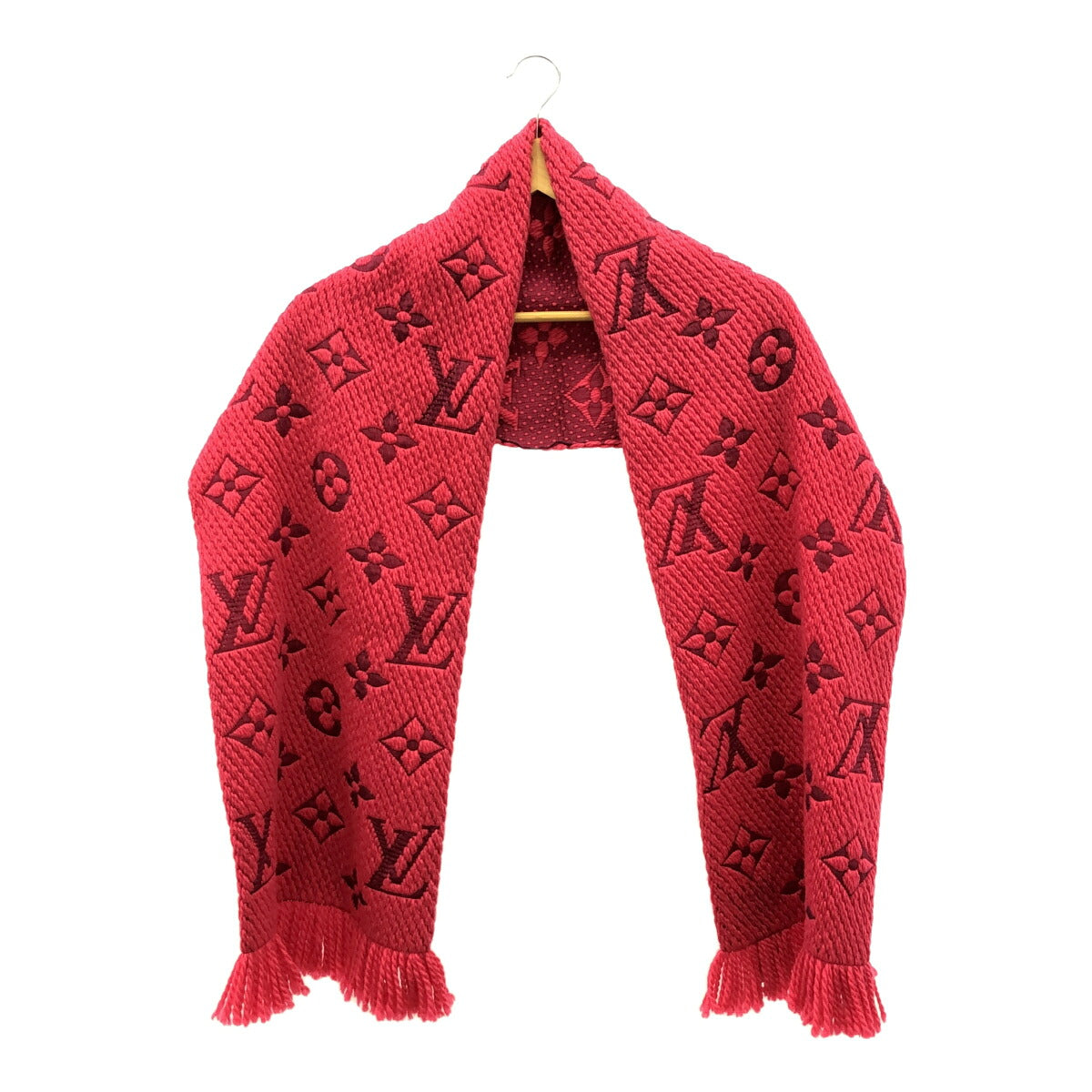 LOUIS VUITTON Logomania Wool Silk Scarf Pink Size ONE SIZE