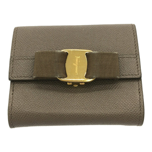 Salvatore Ferragamo Greige Ribbon Wallet