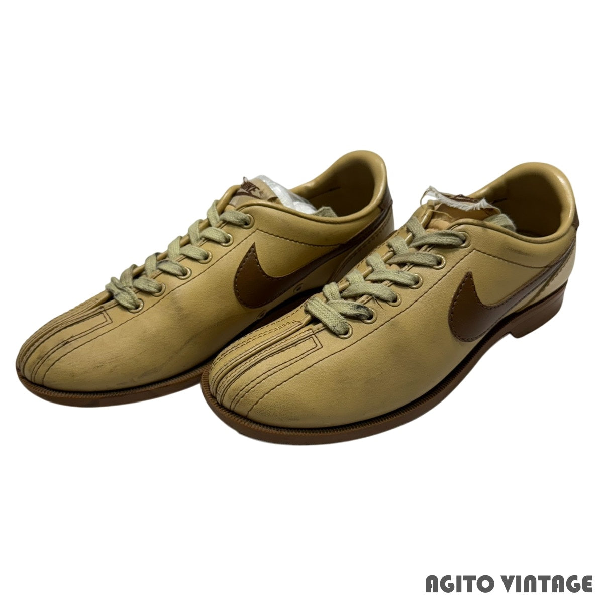 Nike 80s Bowling Leather Low-Top Sneakers Beige Brown Size 7