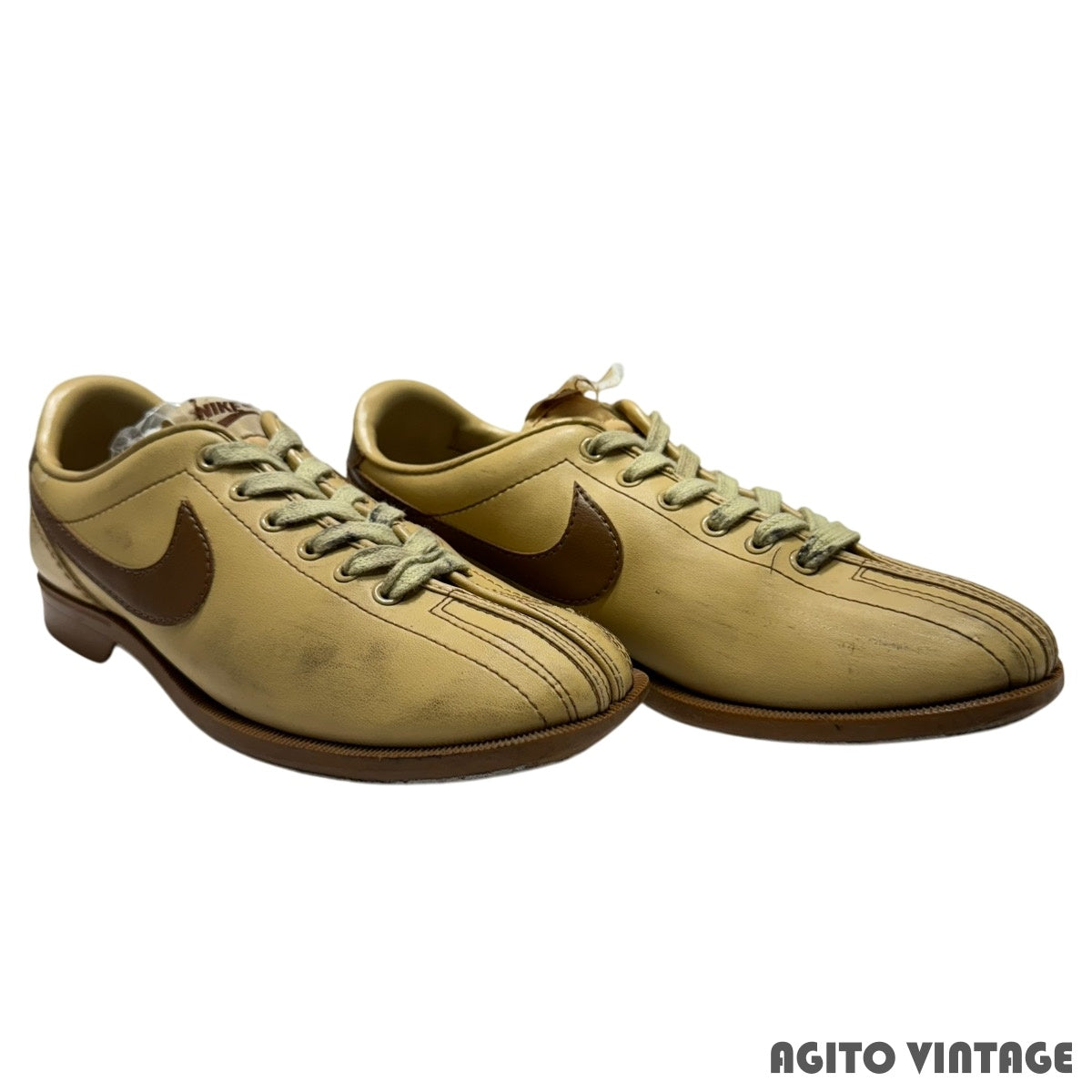 Nike 80s Bowling Leather Low-Top Sneakers Beige Brown Size 7
