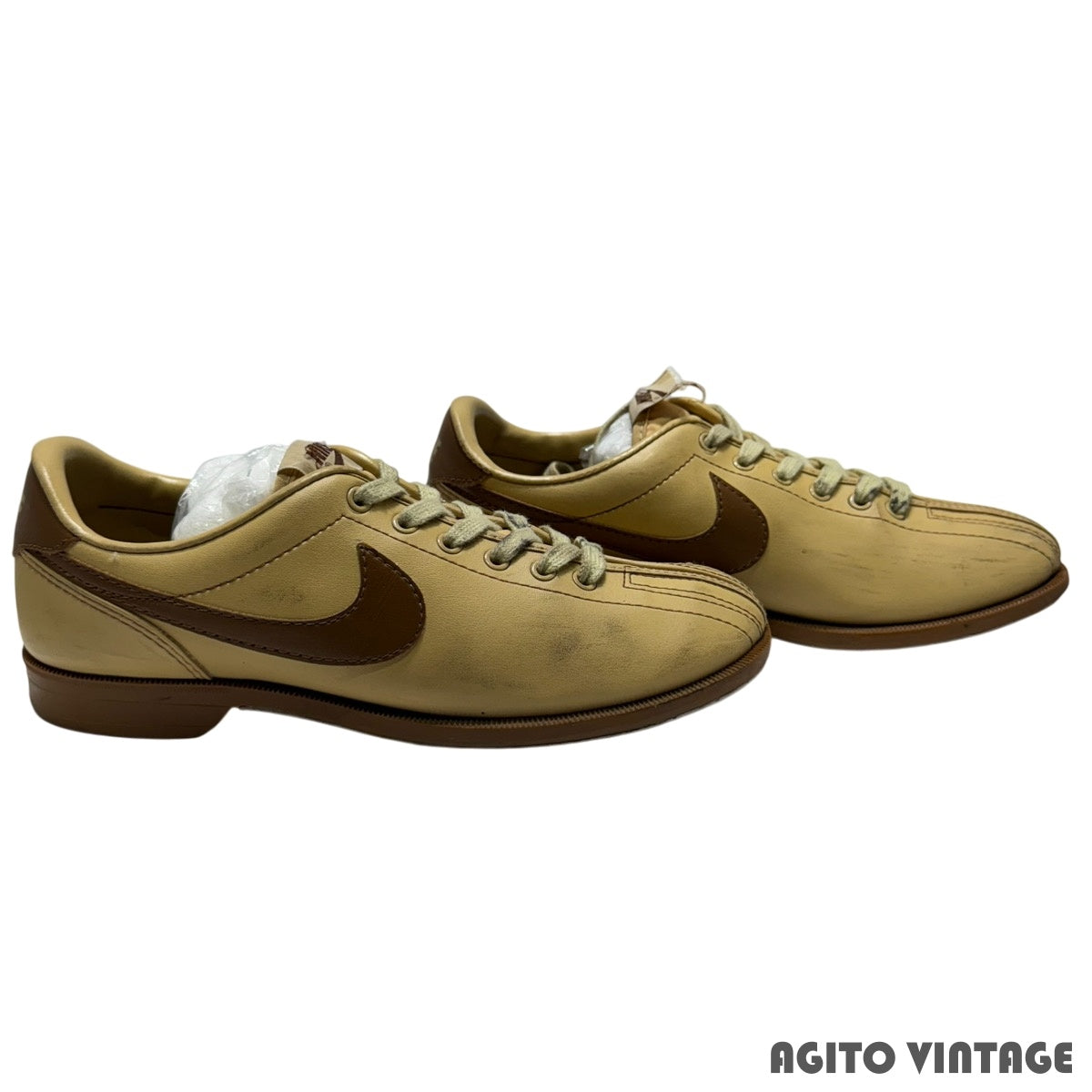 Nike 80s Bowling Leather Low-Top Sneakers Beige Brown Size 7