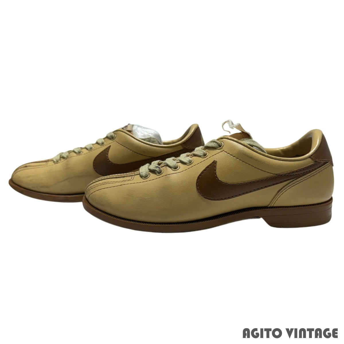 Nike 80s Bowling Leather Low-Top Sneakers Beige Brown Size 7