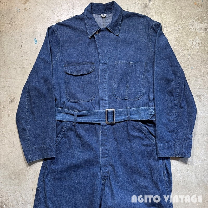 Unknown 40s WWII Dark Indigo Denim Jumpsuit Size W40