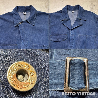 Unknown 40s WWII Dark Indigo Denim Jumpsuit Size W40