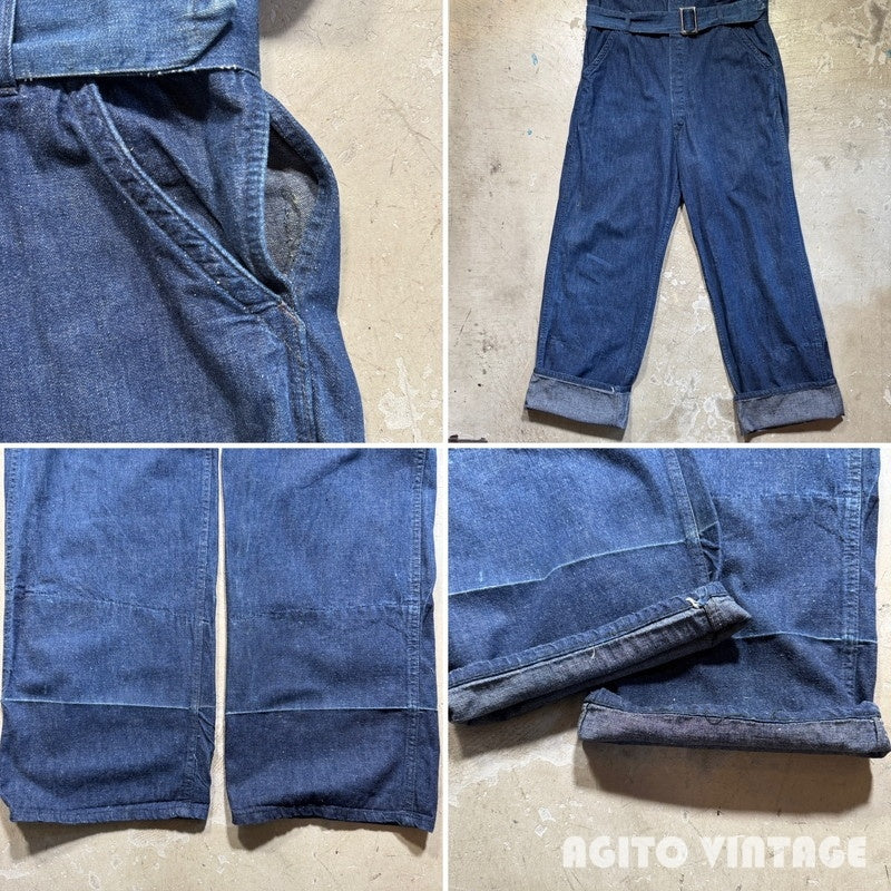 Unknown 40s WWII Dark Indigo Denim Jumpsuit Size W40