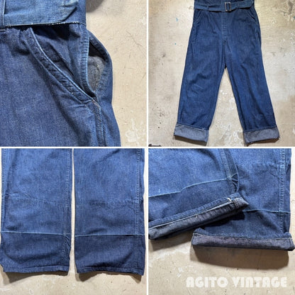 Unknown 40s WWII Dark Indigo Denim Jumpsuit Size W40
