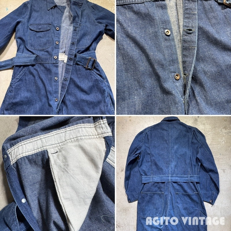Unknown 40s WWII Dark Indigo Denim Jumpsuit Size W40