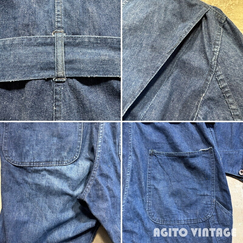 Unknown 40s WWII Dark Indigo Denim Jumpsuit Size W40