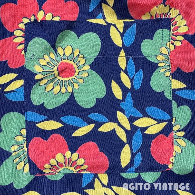 TOWNCRAFT 40s Rayon Flower Open Collar Shirt Multi Size M