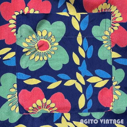 TOWNCRAFT 40s Rayon Flower Open Collar Shirt Multi Size M