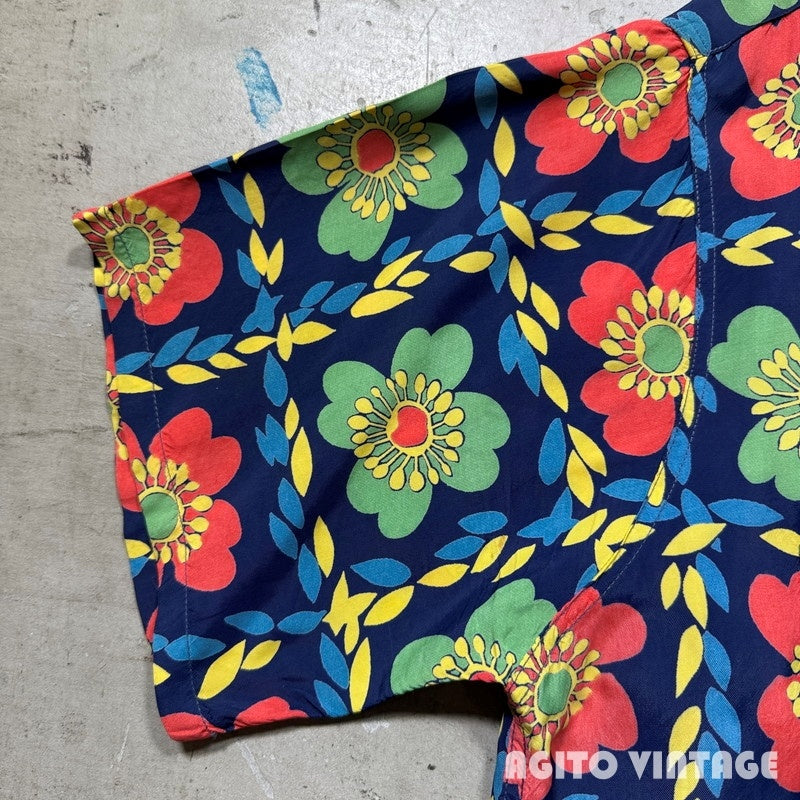 TOWNCRAFT 40s Rayon Flower Open Collar Shirt Multi Size M