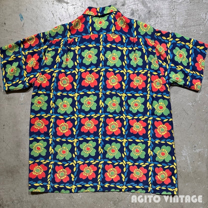 TOWNCRAFT 40s Rayon Flower Open Collar Shirt Multi Size M