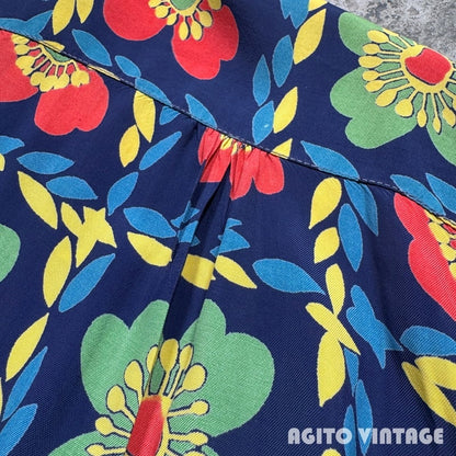 TOWNCRAFT 40s Rayon Flower Open Collar Shirt Multi Size M