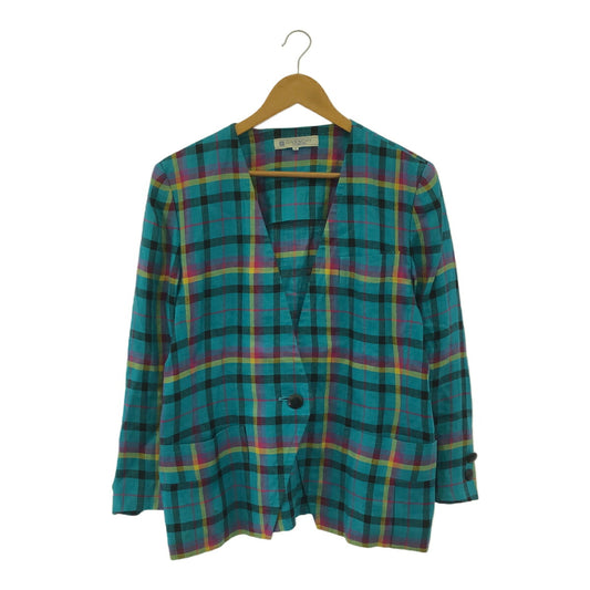 GIVENCHY Linen Check Jacket Blue Size 13