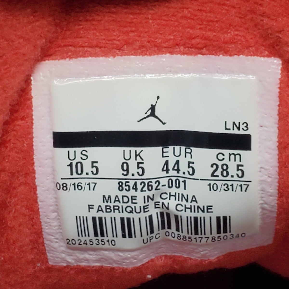 Nike AIR JORDAN 3 RETRO OG Sneakers 854262-001 Size 28.5