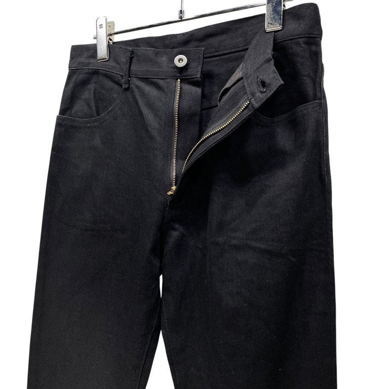 Yohji Yamamoto Black Denim Knee Crash Fringe Slim Size S