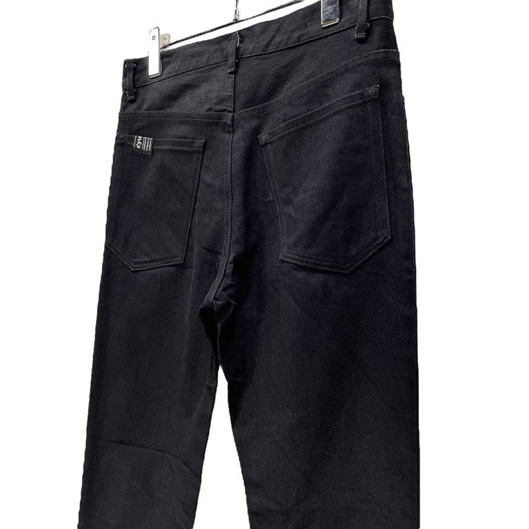 Yohji Yamamoto Black Denim Knee Crash Fringe Slim Size S