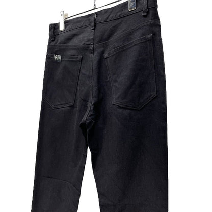 Yohji Yamamoto Black Denim Knee Crash Fringe Slim Size S