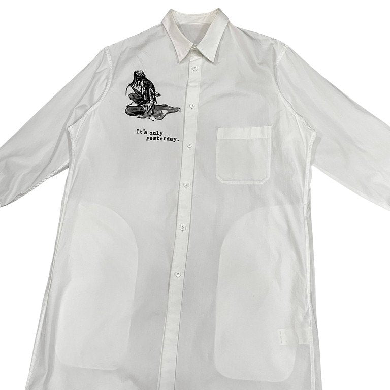 Yohji Yamamoto 19SS Sketch Print Shirt Coat Size 2