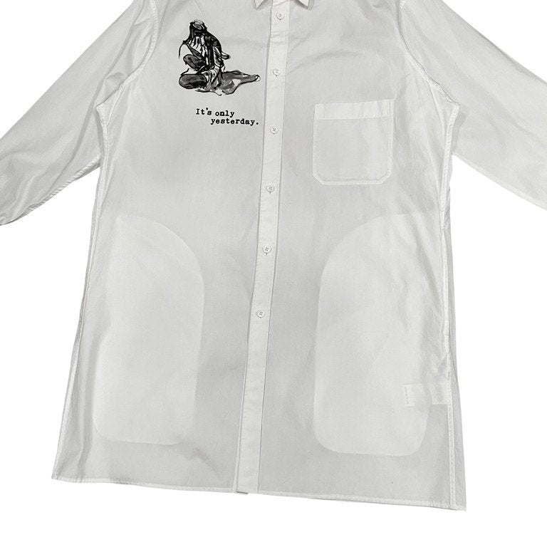 Yohji Yamamoto 19SS Sketch Print Shirt Coat Size 2