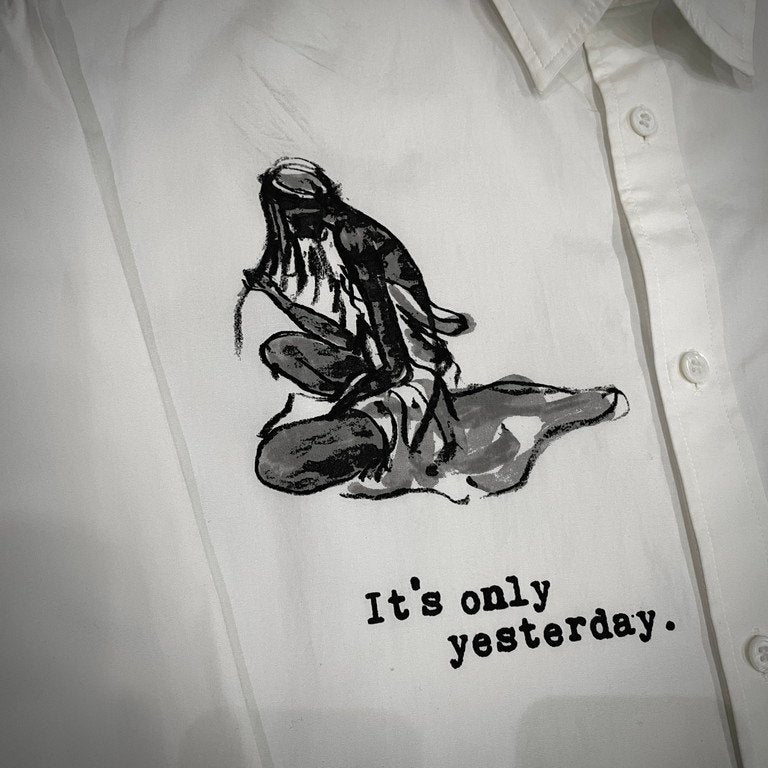 Yohji Yamamoto 19SS Sketch Print Shirt Coat Size 2