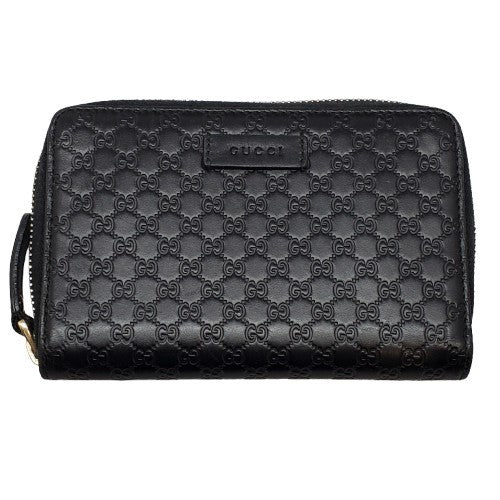 Gucci Black Guccissima Zip-Around Compact