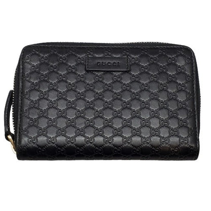 Gucci Black Guccissima Zip-Around Compact
