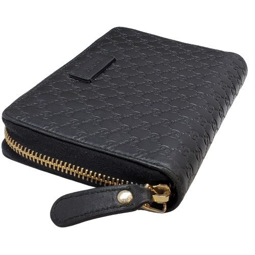 Gucci Black Guccissima Zip-Around Compact