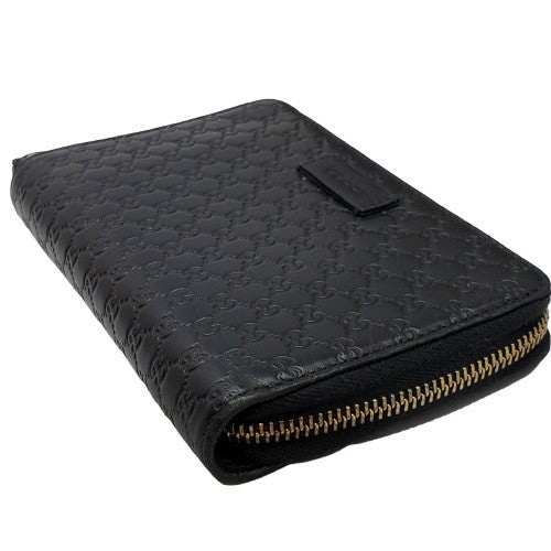 Gucci Black Guccissima Zip-Around Compact
