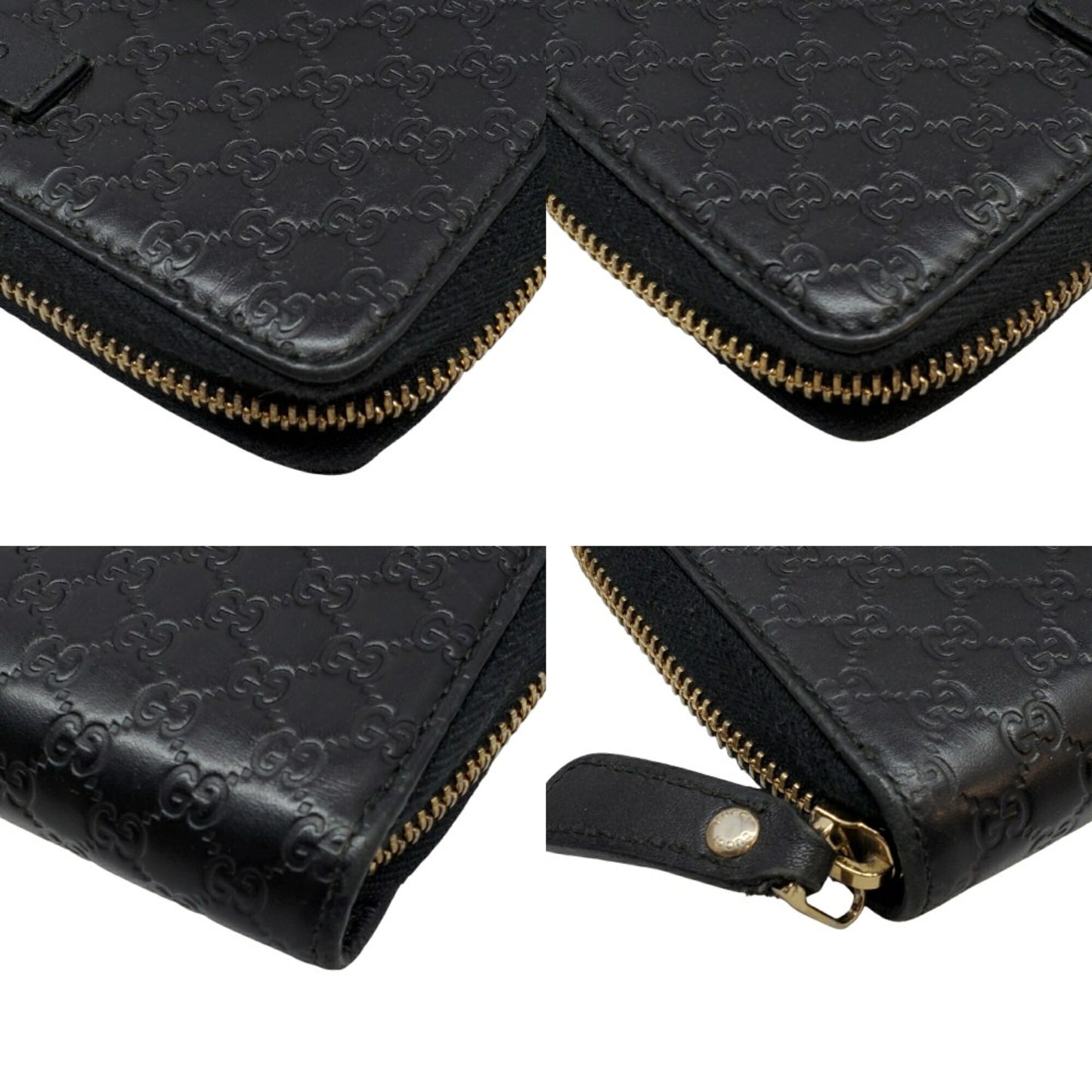 Gucci Black Guccissima Zip-Around Compact