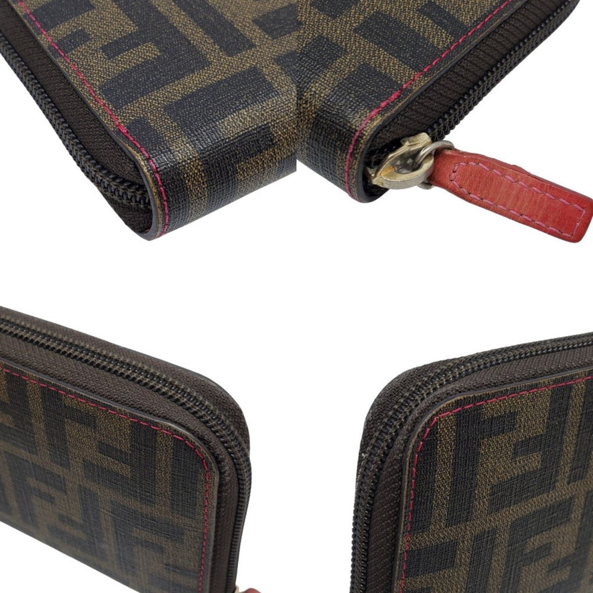 FENDI Zucca Pattern PVC Leather Wallet Green Size ONE SIZE