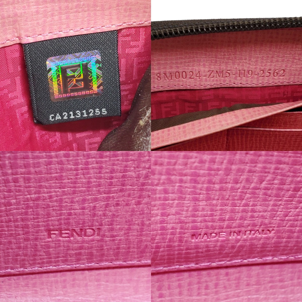 FENDI Zucca Pattern PVC Leather Wallet Green Size ONE SIZE