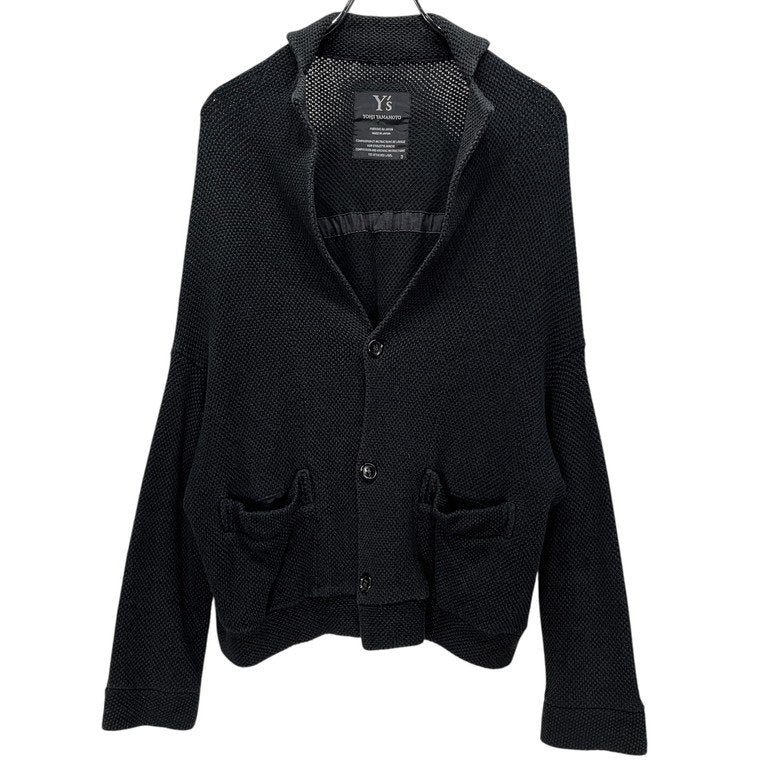 Y's Black Waffle Cotton Drawcord Shirring Jacket Size 3
