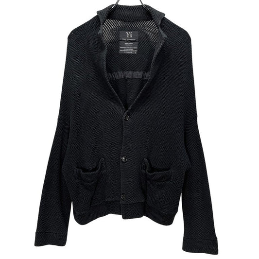 Y's Black Waffle Cotton Drawcord Shirring Jacket Size 3