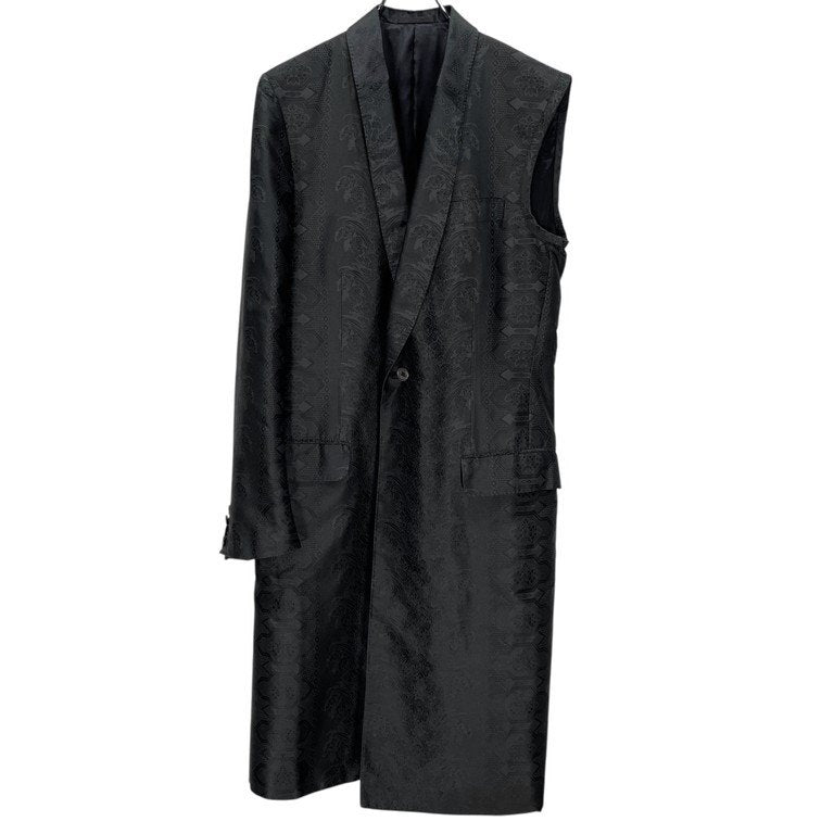 ALEXANDER McQUEEN 05AW Silk Jacquard Coat Black Size 50