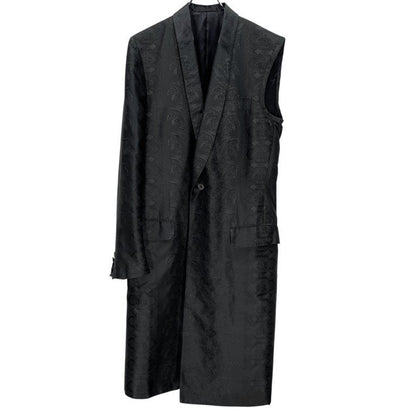 ALEXANDER McQUEEN 05AW Silk Jacquard Coat Black Size 50
