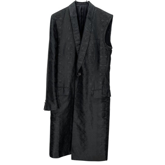 ALEXANDER McQUEEN 05AW Silk Jacquard Coat Black Size 50