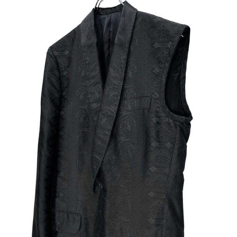 ALEXANDER McQUEEN 05AW Silk Jacquard Coat Black Size 50
