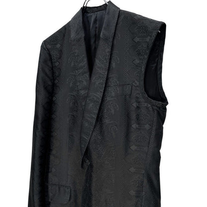 ALEXANDER McQUEEN 05AW Silk Jacquard Coat Black Size 50