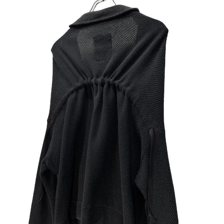 Y's Black Waffle Cotton Drawcord Shirring Jacket Size 3