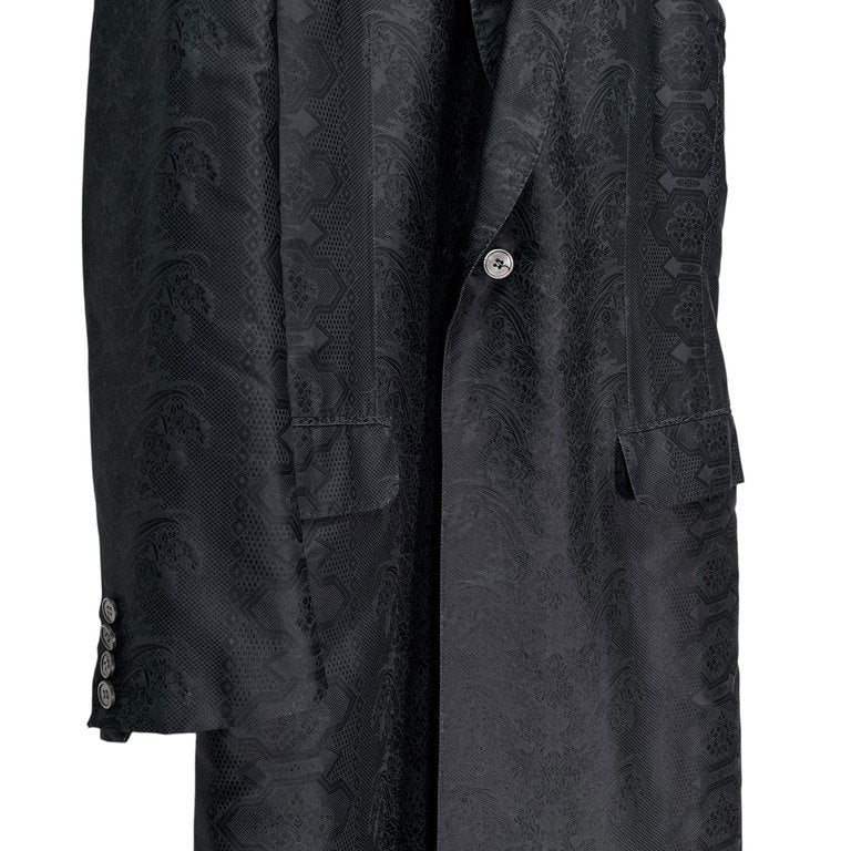 ALEXANDER McQUEEN 05AW Silk Jacquard Coat Black Size 50