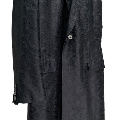ALEXANDER McQUEEN 05AW Silk Jacquard Coat Black Size 50
