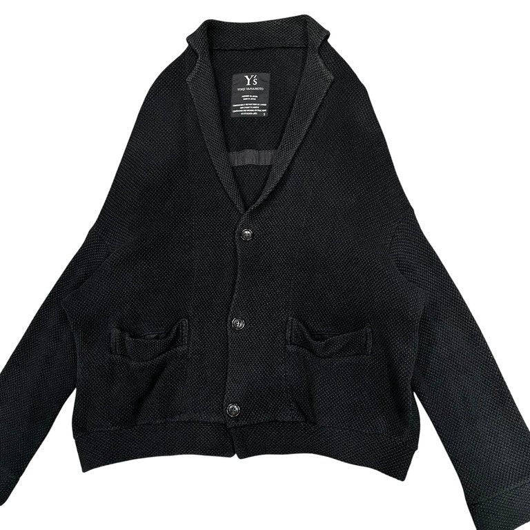 Y's Black Waffle Cotton Drawcord Shirring Jacket Size 3