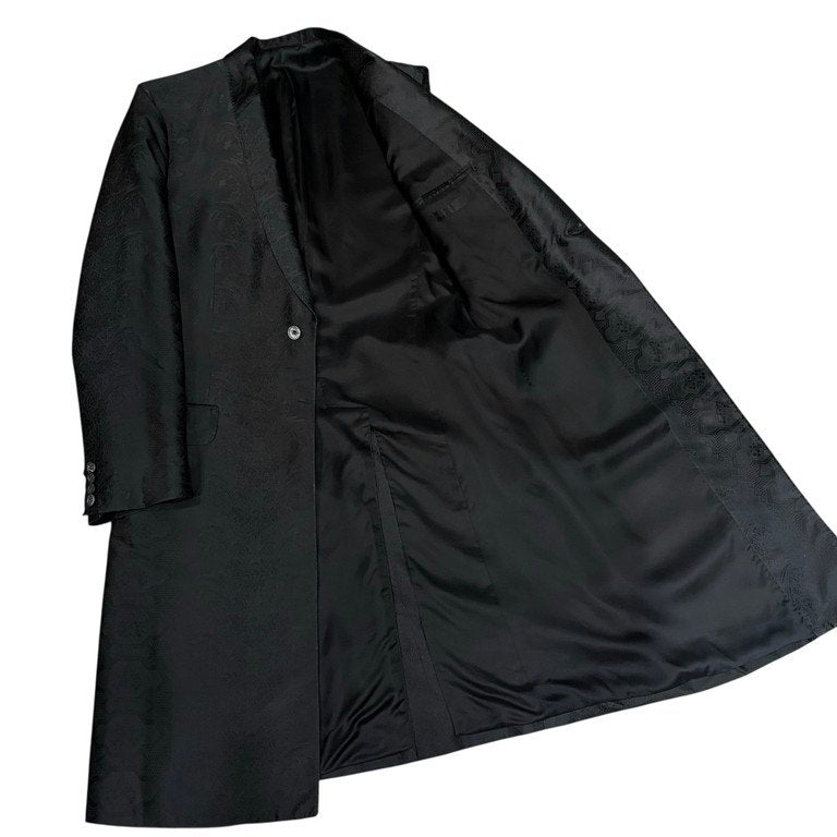ALEXANDER McQUEEN 05AW Silk Jacquard Coat Black Size 50
