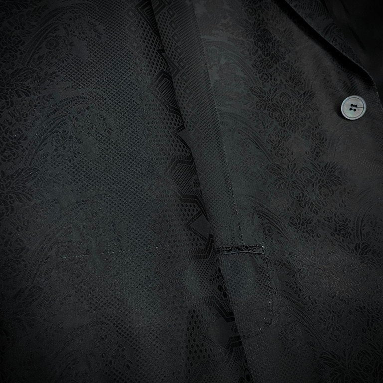 ALEXANDER McQUEEN 05AW Silk Jacquard Coat Black Size 50