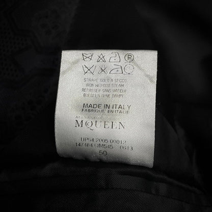 ALEXANDER McQUEEN 05AW Silk Jacquard Coat Black Size 50